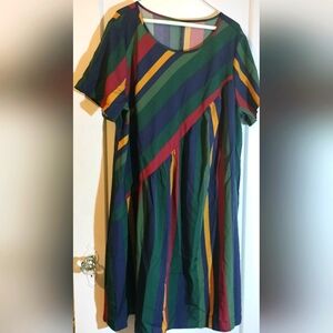 Colorful Striped Dress 2XL